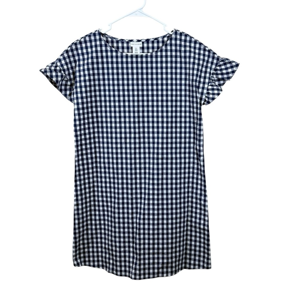 Tabitha Webb Womens 6 Small Gingham Shift Dress Mini‎ Short Blue White